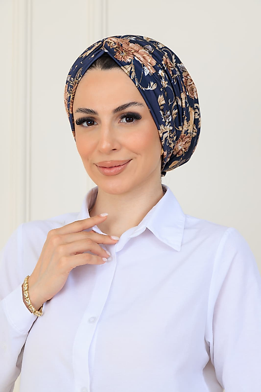 önü düğümlü dolgulu desenli yaldızlı larcivert