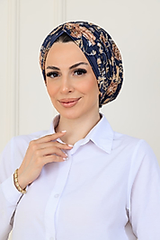 önü düğümlü dolgulu desenli yaldızlı larcivert