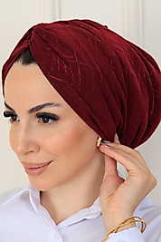önü düğümlü dolgulu bordo bone